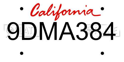 9DMA384 California License Plate