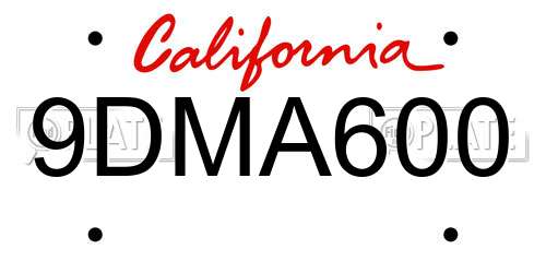 9DMA600 California License Plate