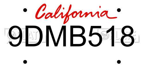 9DMB518 California License Plate
