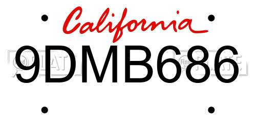 9DMB686 California License Plate