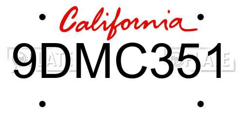 9DMC351 California License Plate
