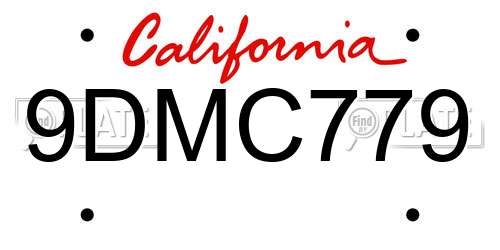 9DMC779 California License Plate