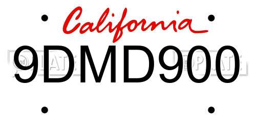 9DMD900 California License Plate