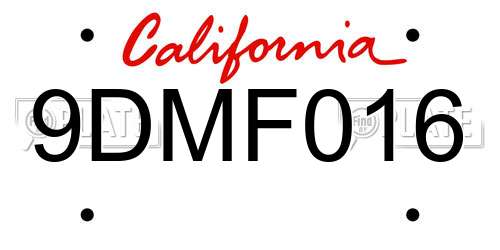 9DMF016 California License Plate