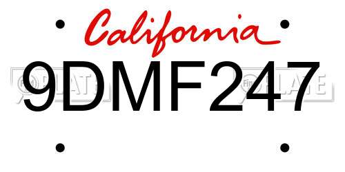 9DMF247 California License Plate