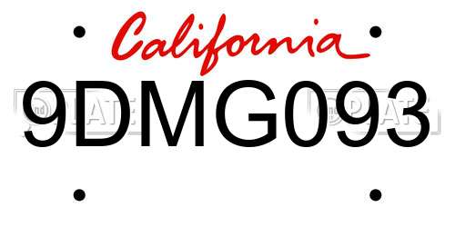 9DMG093 California License Plate