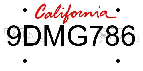 9DMG786 California License Plate