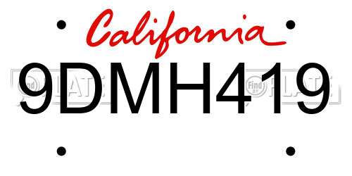 9DMH419 California License Plate