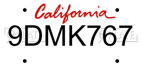 9DMK767 California License Plate