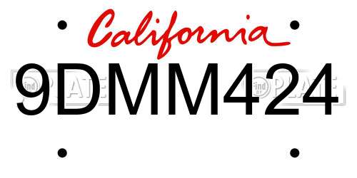 9DMM424 California License Plate