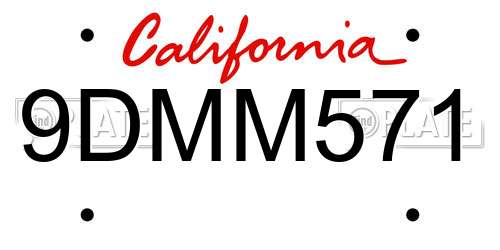 9DMM571 California License Plate