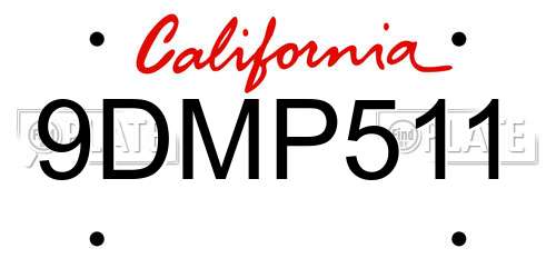 9DMP511 California License Plate