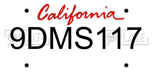 9DMS117 California License Plate