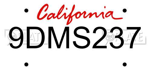 9DMS237 California License Plate