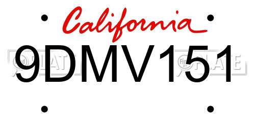 9DMV151 California License Plate