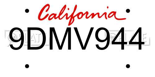 9DMV944 California License Plate