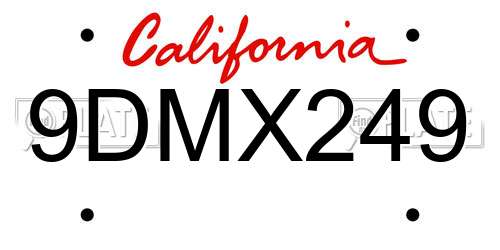 9DMX249 California License Plate