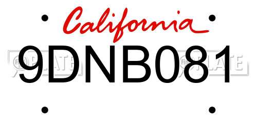 9DNB081 California License Plate