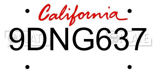9DNG637 California License Plate