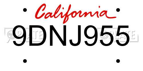9DNJ955 California License Plate