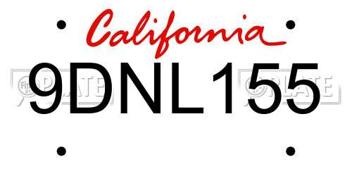 9DNL155 California License Plate