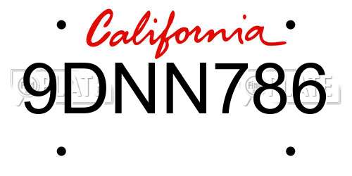 9DNN786 California License Plate