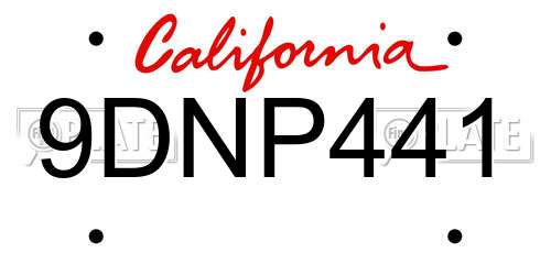 9DNP441 California License Plate