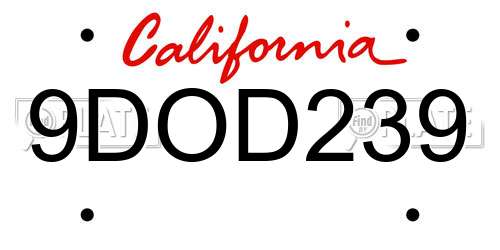 9DOD239 California License Plate