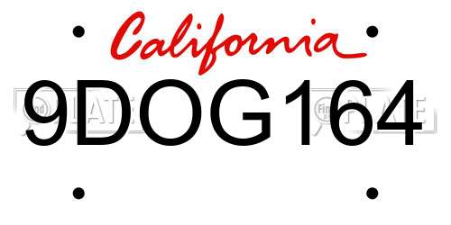 9DOG164 California License Plate