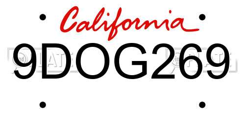 9DOG269 California License Plate