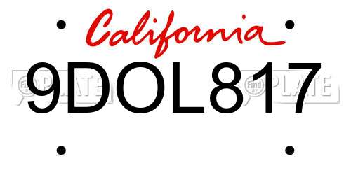 9DOL817 California License Plate