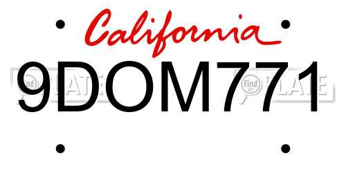 9DOM771 California License Plate