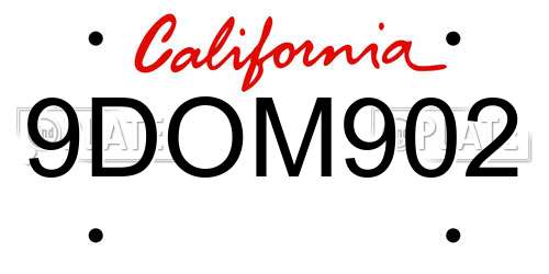 9DOM902 California License Plate