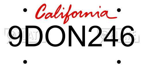 9DON246 California License Plate