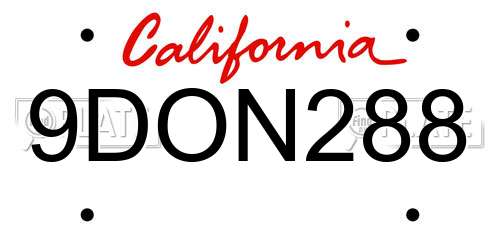 9DON288 California License Plate