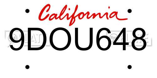 9DOU648 California License Plate