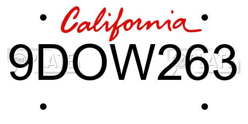 9DOW263 California License Plate