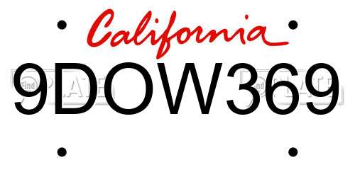 9DOW369 California License Plate