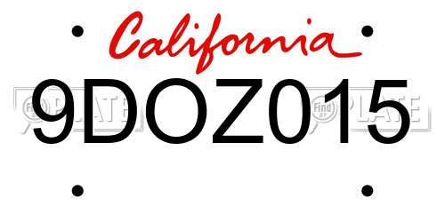 9DOZ015 California License Plate