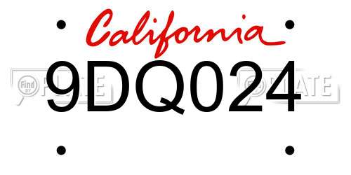 9DQ024 California License Plate