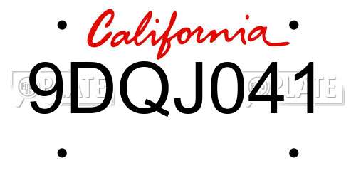 9DQJ041 California License Plate