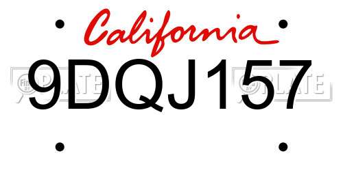 9DQJ157 California License Plate