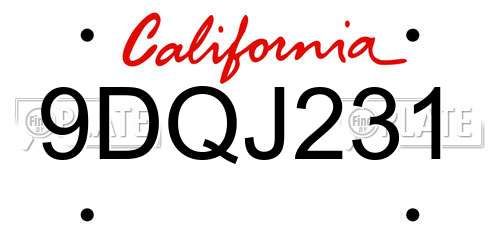 9DQJ231 California License Plate