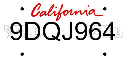 9DQJ964 California License Plate