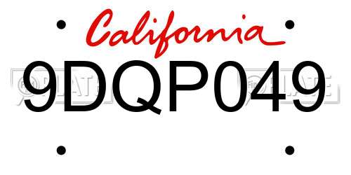 9DQP049 California License Plate