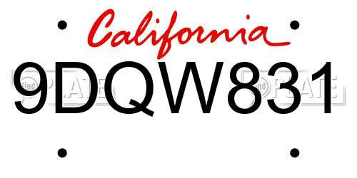 9DQW831 California License Plate