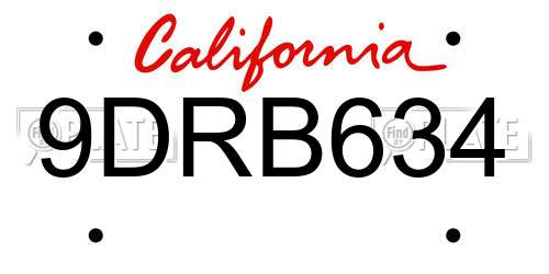 9DRB634 California License Plate