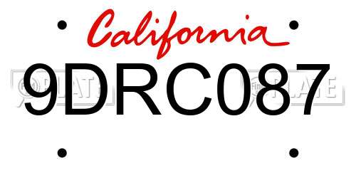 9DRC087 California License Plate