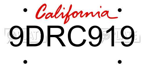 9DRC919 California License Plate