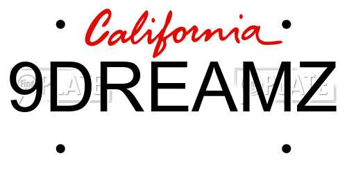 9DREAMZ California License Plate